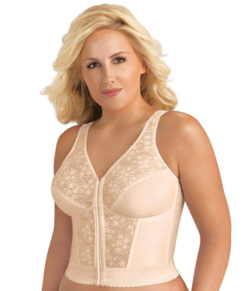 Exquisite Form Fully Front Close Wirefree Longline Posture with Lace Bra - Rose Beige Bras  