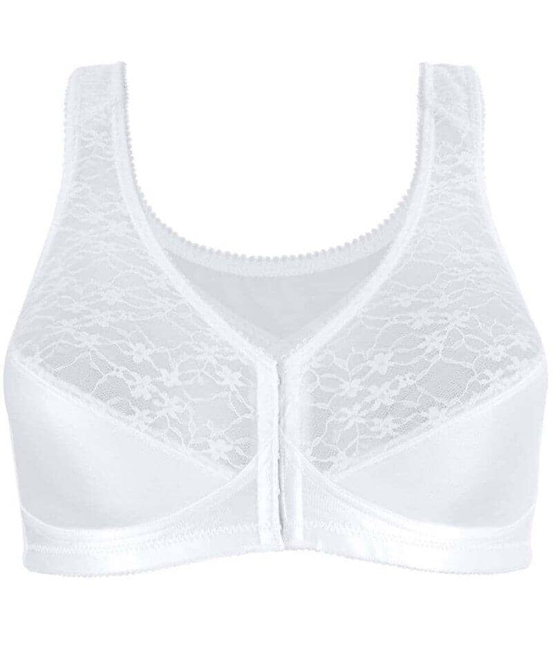 Exquisite Form Fully Front Close Wirefree Posture Bra With Lace - White Bras 