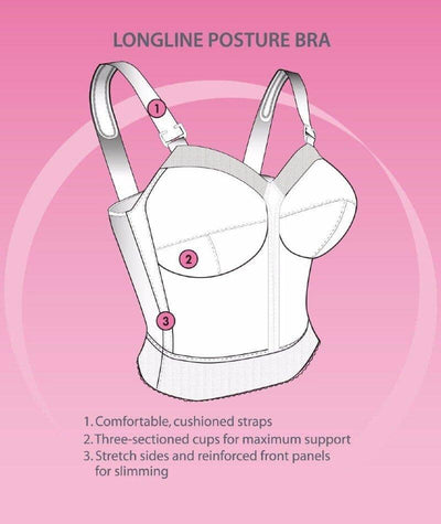 Exquisite Form Fully Back Close Longline Wirefree Bra - White Bras 