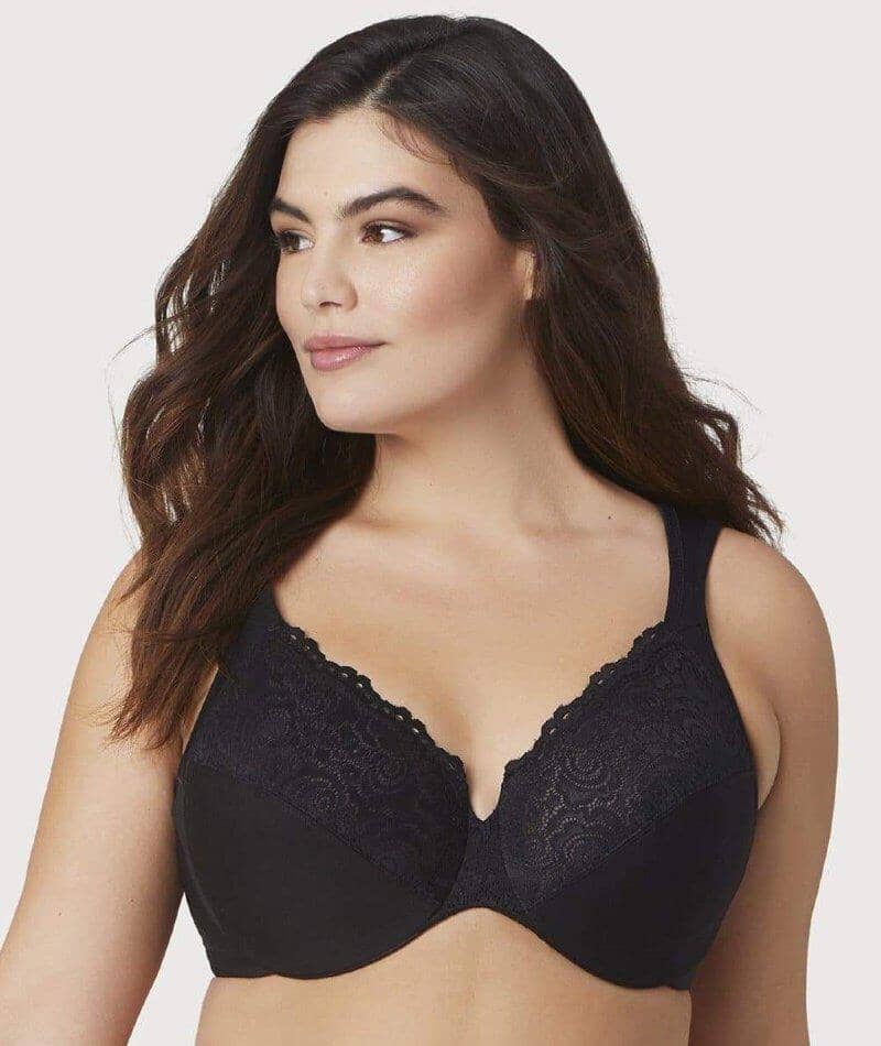 Glamorise Low Cut WonderWire Lace Bra - Black Bras  