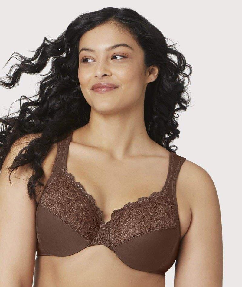 Glamorise Low Cut WonderWire Lace Bra - Mocha Bras 