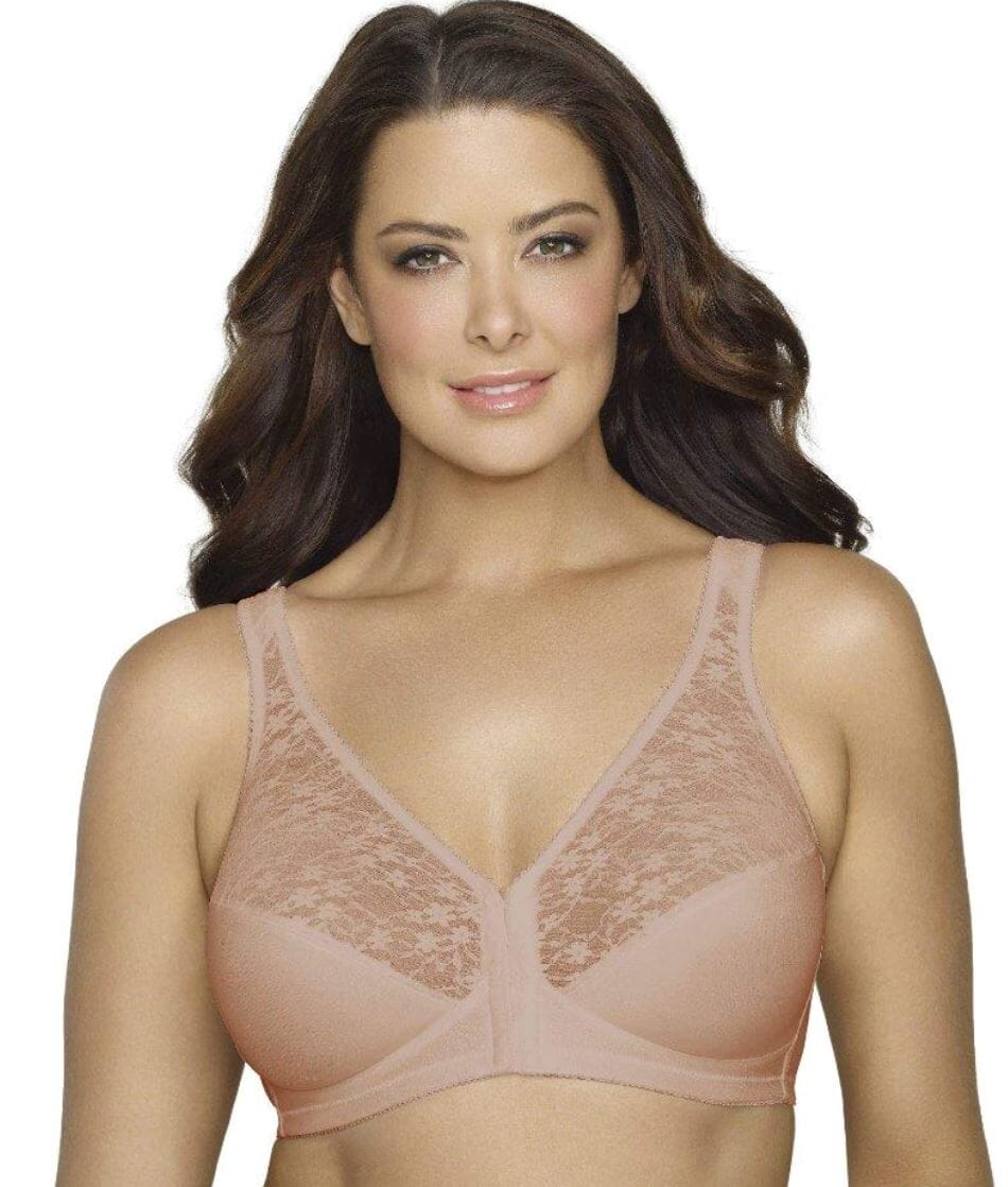 Exquisite Form Fully Front Close Wirefree Posture Bra With Lace - Walnut Bras 