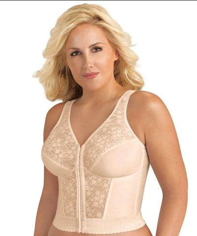 Exquisite Form Fully Front Close Wirefree Longline Posture with Lace Bra- White Bras 