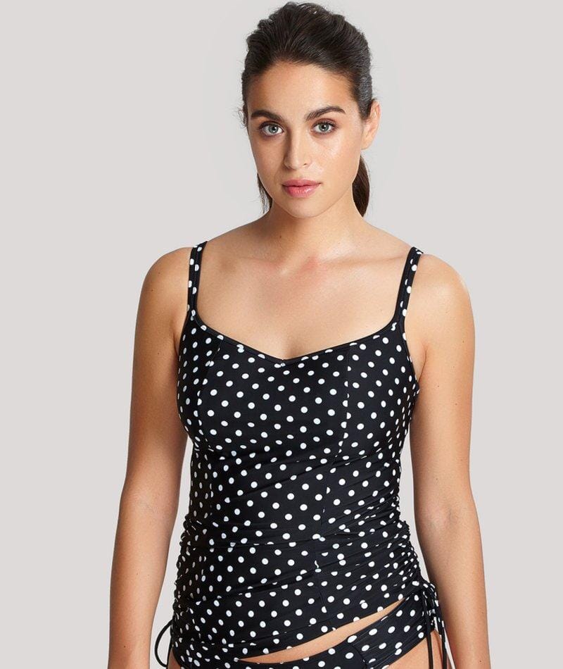 Panache Swim Anya Spot Balconnet Underwired Tankini Top - Black White Swim 