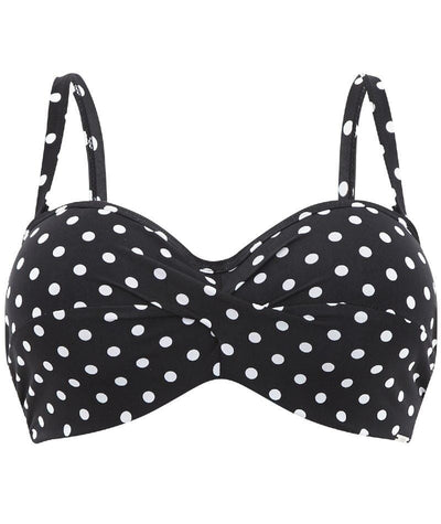 Panache Swim Anya Spot Bandeau Moulded Underwired Bikini Top - Black White Swim 