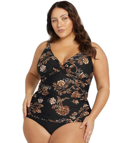 Artesands Chantique Delacroix Cross Front D-G Cup Tankini Top - Black Swim 