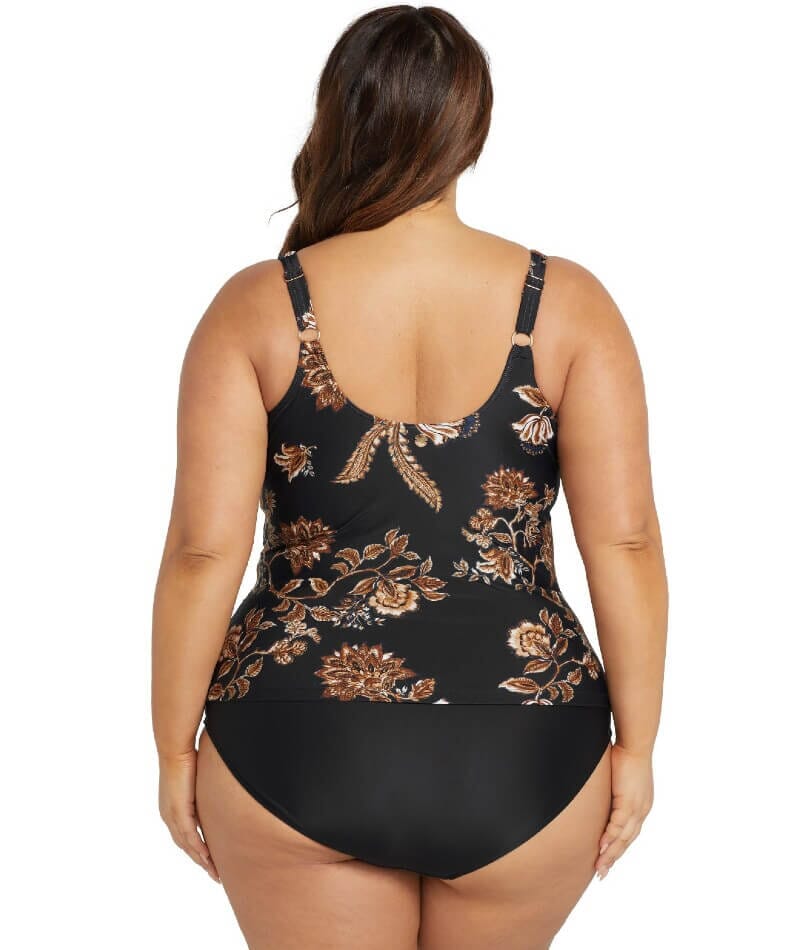 Artesands Chantique Delacroix Cross Front D-G Cup Tankini Top - Black Swim 