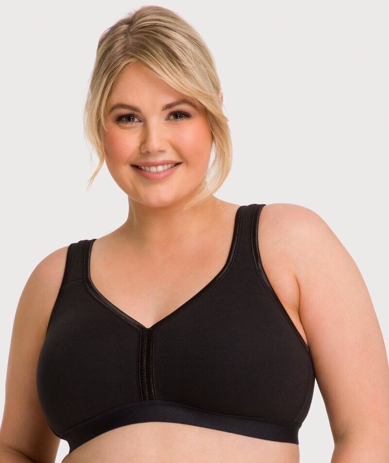 Ava & Audrey Faye Cotton Wirefree Support Bra - Black Bras  