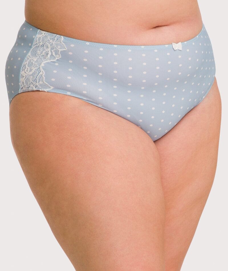 Ava & Audrey Jacqueline Full Brief with Lace - Blue/Ivory Knickers  