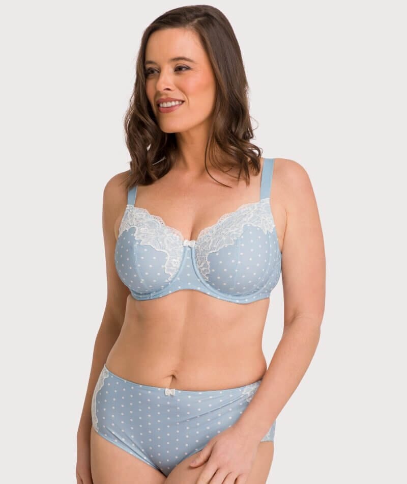 Ava & Audrey Jacqueline Full Brief with Lace - Blue/Ivory Knickers 