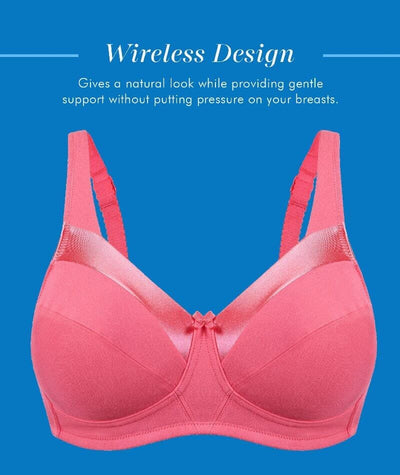 Bestform Satin Trim Wire-Free Cotton Bra With Unlined Cups - Dark Pink Bras 