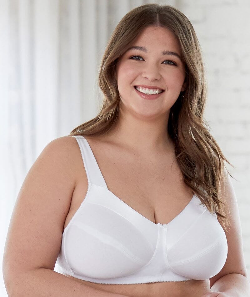 Bestform Satin Trim Wire-Free Cotton Bra With Unlined Cups - White Bras 