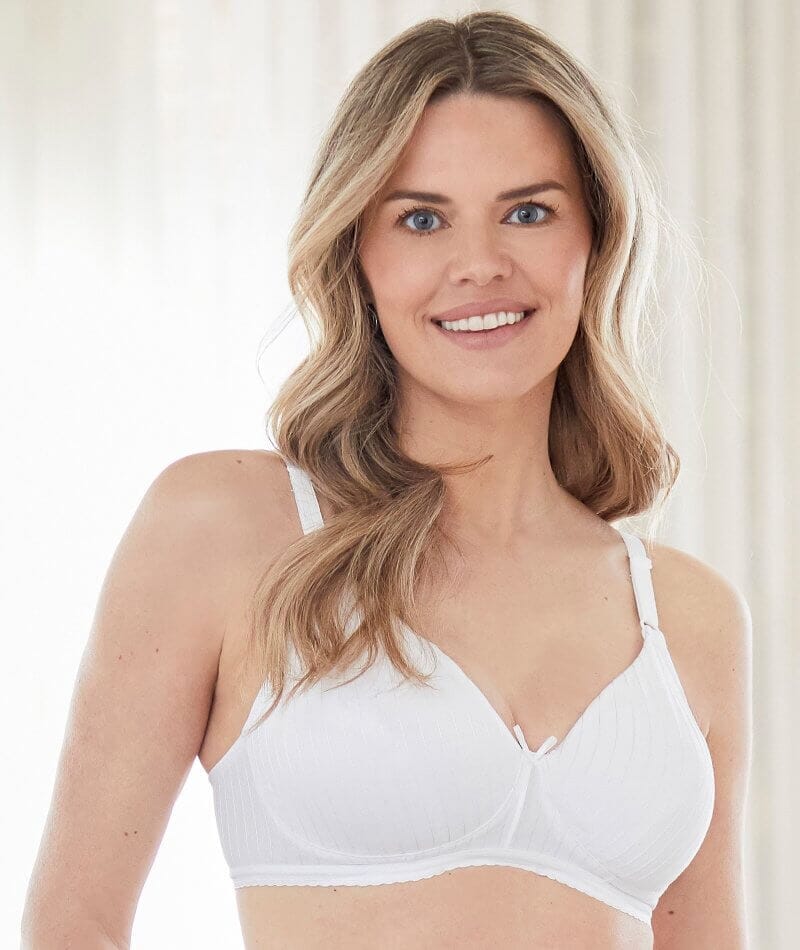 Bestform Striped Wire-Free Cotton Bra With Lightly Lined Cups - White