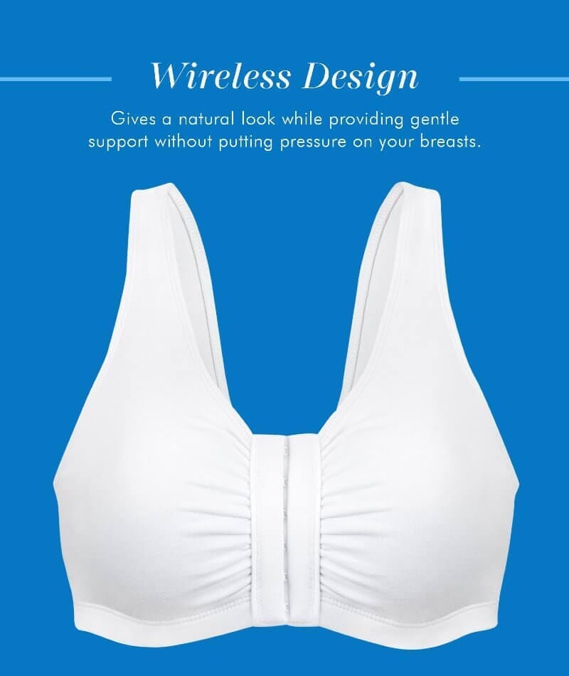 Bestform Unlined Wire-free Cotton Stretch Sports Bra with Front Closure 2 Pack - White Bras 