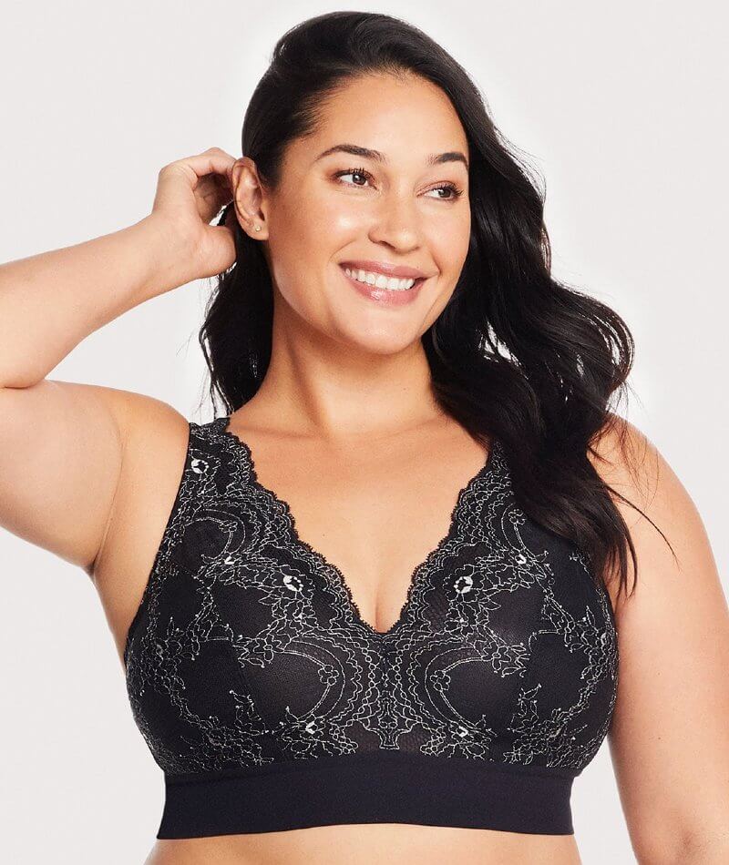 Bramour Lexington Lace Plunge Bralette - Black Bras  