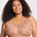 Glamorise Bramour Lexington Lace Plunge Wire-Free  Bralette - Cappuccino