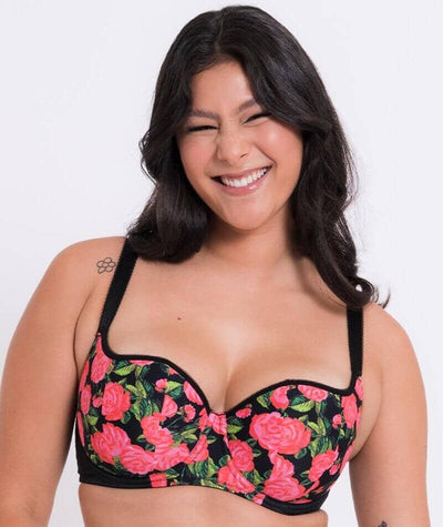 Curvy Kate Boost in Bloom Padded Balcony Bra - Print Mix Black Bras 