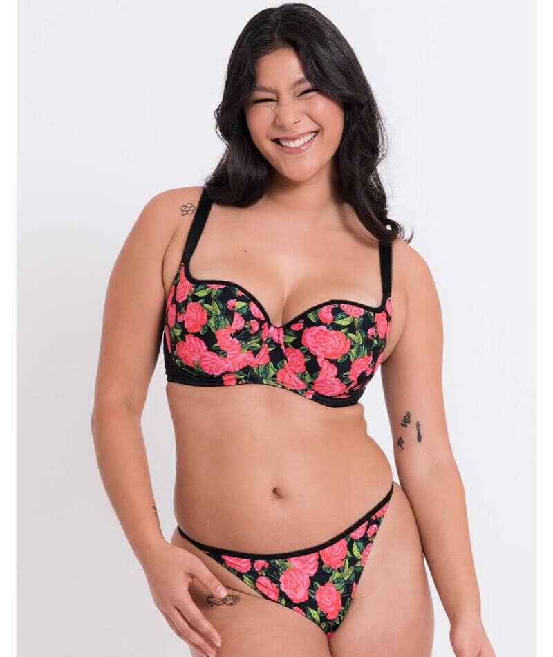 Curvy Kate Boost in Bloom Padded Balcony Bra - Print Mix Black Bras 