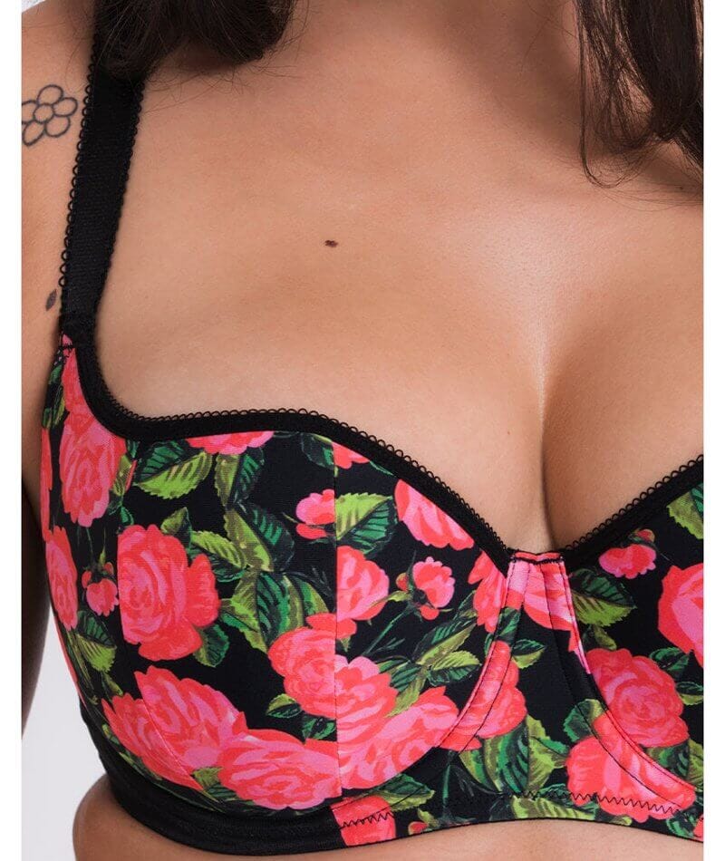 Curvy Kate Boost in Bloom Padded Balcony Bra - Print Mix Black Bras 