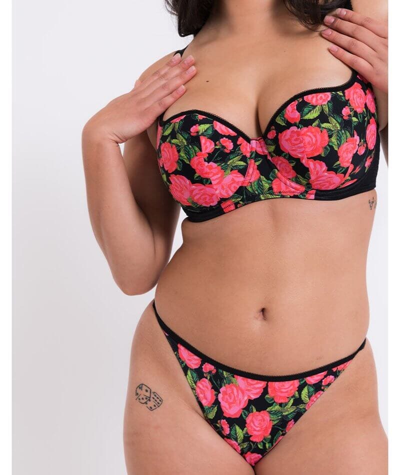 Curvy Kate Boost in Bloom Padded Balcony Bra - Print Mix Black Bras 