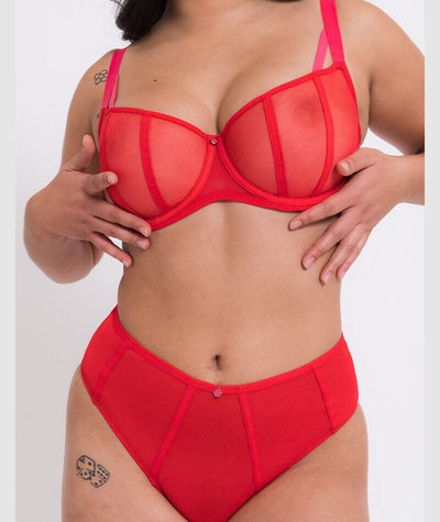 Curvy Kate Elementary High Waist Brazilian Brief - Red/Pink Knickers 