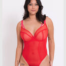 Curvy Kate Elementary Plunge Bodysuit - Red/Pink