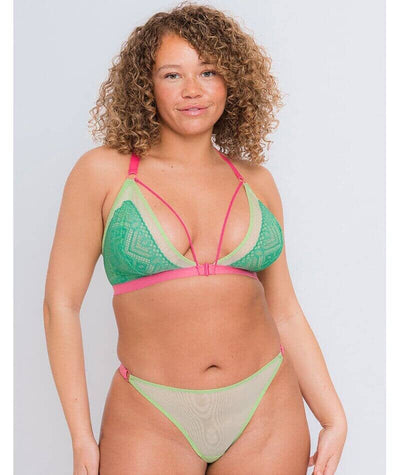 Curvy Kate Front and Centre Wire-free Bralette - Mint/Pink Green Bras 