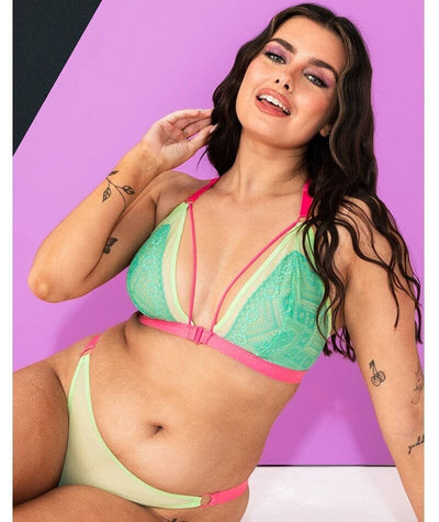 Curvy Kate Front and Centre Wire-free Bralette - Mint/Pink Green Bras 