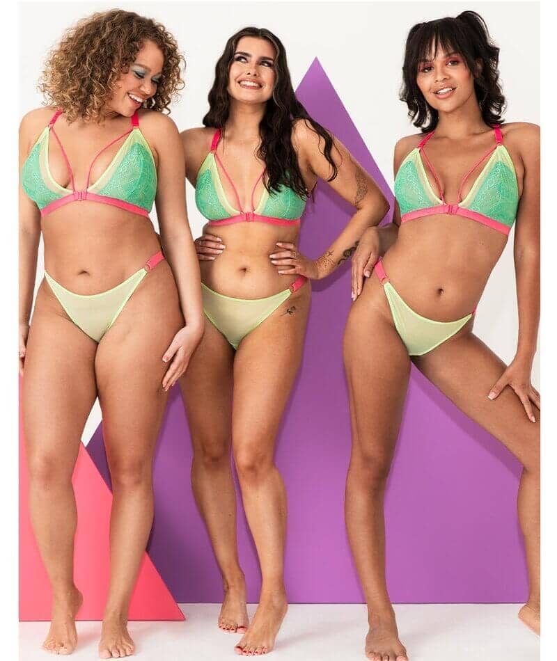 Curvy Kate Front and Centre Wire-free Bralette - Mint/Pink Green Bras 