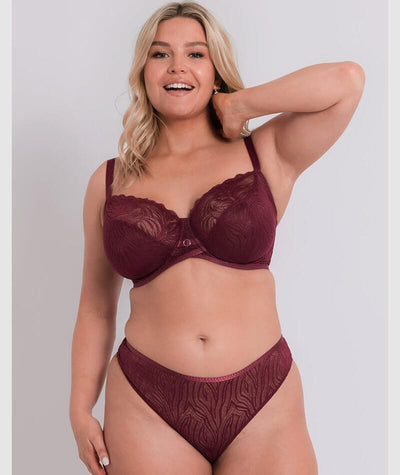 Curvy Kate Lace Daze Brazilian Brief - Claret Red Knickers 