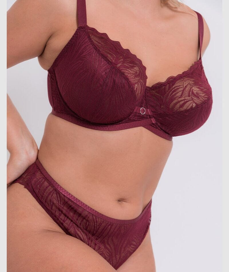 Curvy Kate Lace Daze Brazilian Brief - Claret Red Knickers 