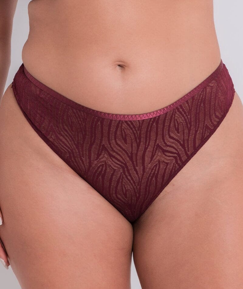 Curvy Kate Lace Daze Brazilian Brief - Claret Red Knickers 