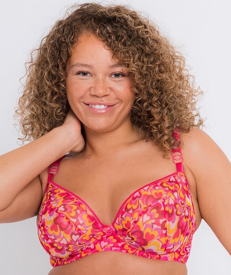 Curvy Kate Lifestyle Plunge Bra - Pink Hearts Multicolour Bras 