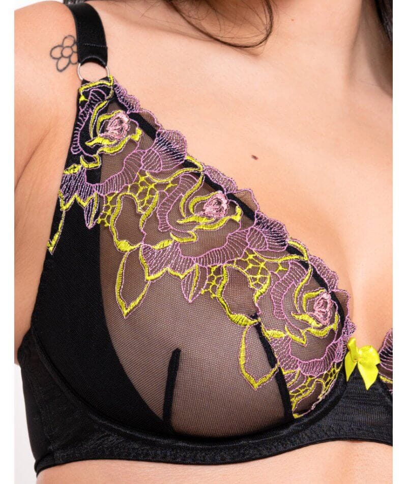 Curvy Kate Stand Out Scooped Plunge Bra - Black Multi Bras 