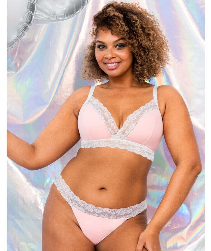 Curvy Kate Twice the Fun Reversible Wirefree Bralette - White/Pink Bras 