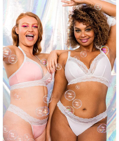 Curvy Kate Twice the Fun Reversible Wirefree Bralette - White/Pink Bras 