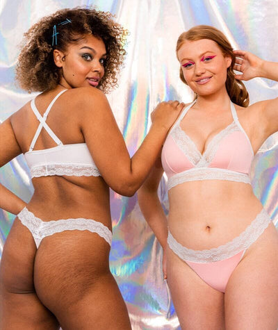 Curvy Kate Twice the Fun Reversible Wirefree Bralette - White/Pink Bras 