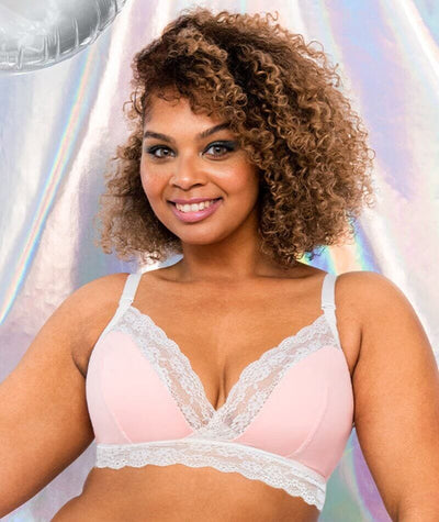 Curvy Kate Twice the Fun Reversible Wirefree Bralette - White/Pink Bras 