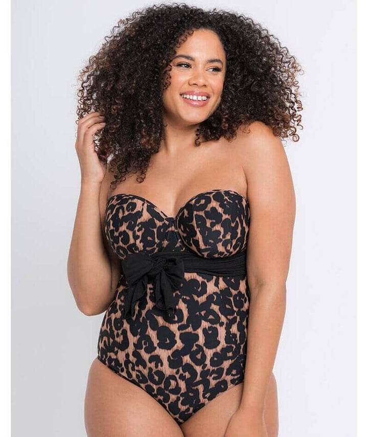 leopard bandeau swimsuit