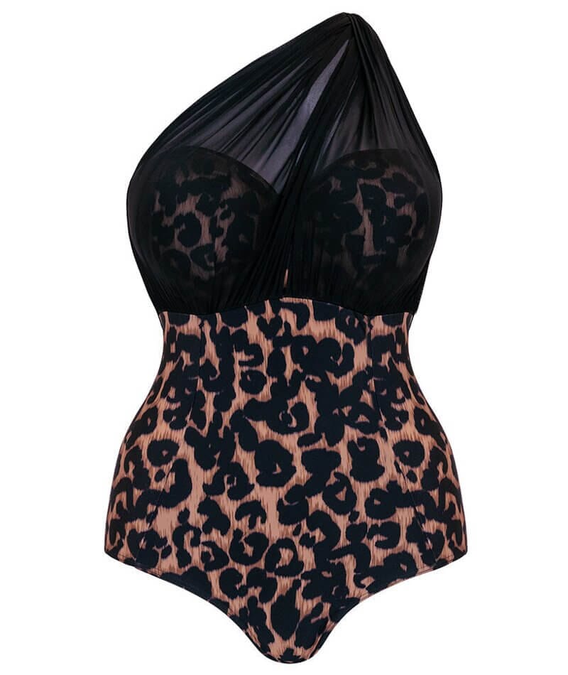Curvy Kate Wrapsody Bandeau One Piece Swimsuit - Leopard Print Swim 