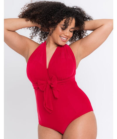 Curvy Kate Wrapsody Bandeau One Piece Swimsuit - Red Swim 