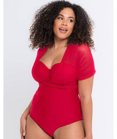 Curvy Kate Wrapsody Bandeau One Piece Swimsuit - Red Swim 