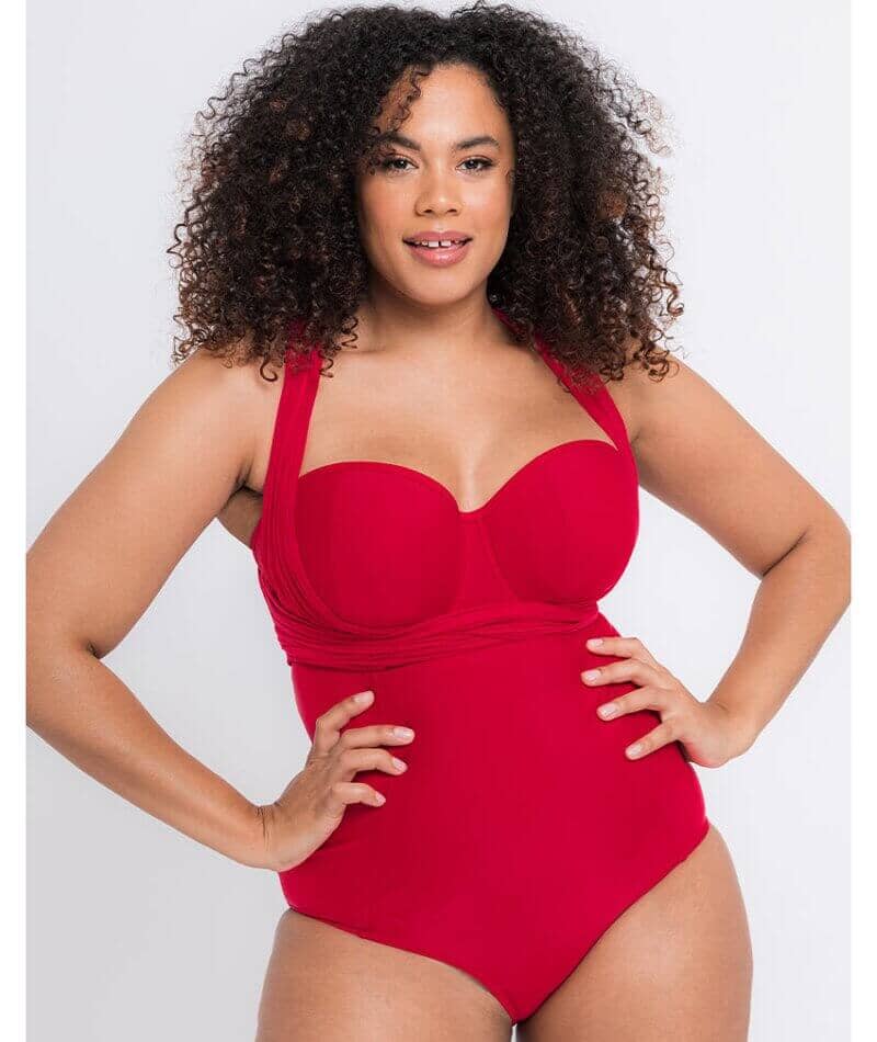 Curvy Kate Wrapsody Bandeau One Piece Swimsuit - Red Swim 