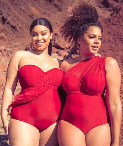 Curvy Kate Wrapsody Bandeau One Piece Swimsuit - Red Swim 