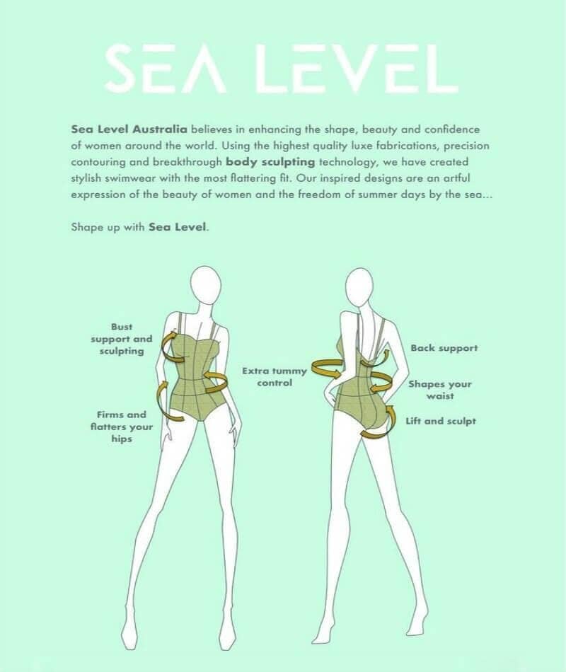 Sea Level Essentials Short Sleeved B-E Cup Rash Vest - Full Zipper - Black Swim 