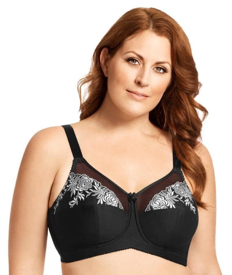 Elila Embroidered Wirefree Bra - Black Silver Bras  