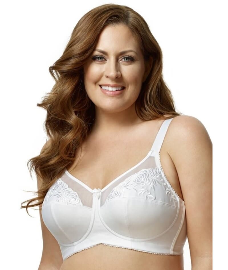 Elila Embroidered Wirefree Bra - White Bras  