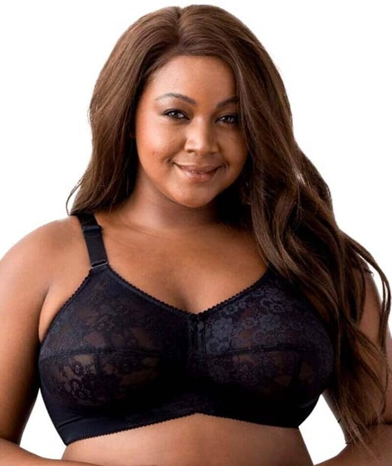 Elila Embroidered Lace Wirefree Bra - Black Bras  