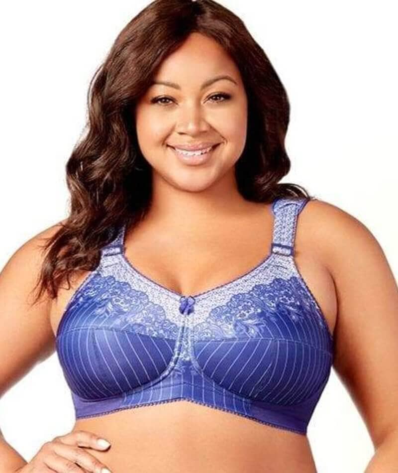 Elila Printed Full Coverage Non-Underwired Bra - Blue White Bras 