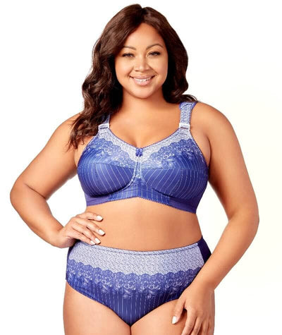 Elila Printed Full Coverage Non-Underwired Bra - Blue White Bras 